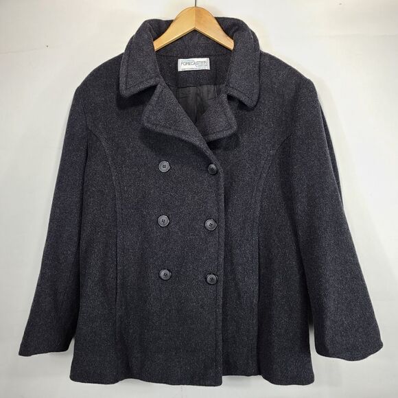 Forecaster Vintage Black Double Breasted Pea Coat - Picture 4 of 7
